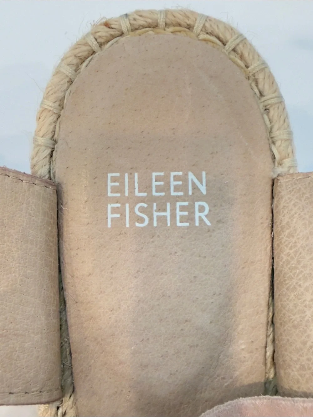 Eileen Fisher Willow Tumbled Leather Wedge Espadrille Sandals Blush Pink 10